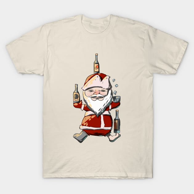 Drunk Santa Clous T-Shirt by Kotolevskiy